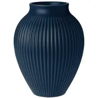 Knabstrup Keramik Knabstrup vaas geribbeld 20 cm Dark blue