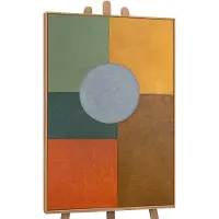 YS Canvas schilderij 120x80 cm handgeschilderd warme geometrie – -Art Gallery – Lijst: Hout – Luxe wanddecoratie
