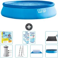 Intex opblaasbaar Easy Set zwembad voor runderen – 457 x 107 cm – Blauw – inclusief pomp, ladder, grondzeil, afdekking, onderhoudspakket, filter en zonnepaneel