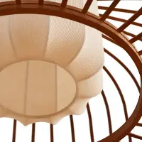 LINDBY Hanglamp Davella, dimbaar, hout donker, Woon-/ Eetkamer, Bamboe, Scandinavisch, Hanglamp