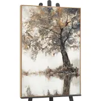 YS Canvas schilderij groot handgeschilderd lyrische boom natuur poëtisch – -Art Gallery – Rustgevende wanddecoratie voor woonkamer – Modern schilderij voor slaapkamer en hal