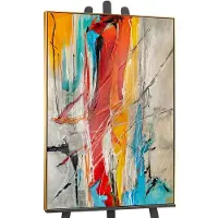 YS Canvas schilderij landschapsformaat handgeschilderd kleurrijke harmonieën abstract – -Art Gallery – Vrolijke wanddecoratie voor woonkamer – Modern schilderij voor hal en kantoor
