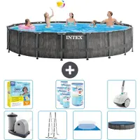 Intex Ronde Prism Frame Zwembad – 549 x 122 cm – inclusief pomp – ladder – bodemzeil – afdekking. Onderhoudspakket: filter, stofzuiger