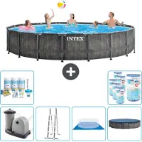 Intex Ronde Prism Frame Zwembad – 549 x 122 cm – inclusief pomp, ladder, bodemzeil, afdekking, onderhoudspakket en filter