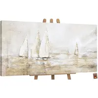 YS Canvas schilderij groot handgeschilderd zonneglans zon abstract licht – -Art Gallery – Zonnige wanddecoratie voor woonkamer – Modern schilderij voor slaapkamer en hal