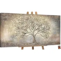 YS Canvas schilderij groot handgeschilderd gouden boom boom natuur luxe – -Art Gallery – Luxe wanddecoratie voor woonkamer – Modern schilderij voor slaapkamer en kantoor