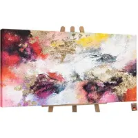 YS Canvas schilderij groot handgeschilderd heldere tuin tuin bloemen – -Art Gallery – Frisse wanddecoratie voor woonkamer – Modern schilderij voor slaapkamer en hal