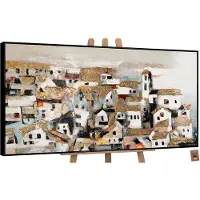 YS Canvas schilderij groot handgeschilderd huisje zonlicht natuur nostalgisch – -Art Gallery – Warme wanddecoratie voor woonkamer – Modern schilderij voor slaapkamer en hal