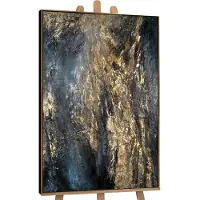 YS Canvas schilderij landschapsformaat handgeschilderd azuur blauw abstract – -Art Gallery – Rustgevende wanddecoratie voor woonkamer – Modern schilderij voor slaapkamer en hal