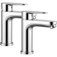 Auralum Max CECIPA Max Wastafelkraan - 2 Set - Badkamerkraan - Ééngreeps bediening - Wastafelmengkraan - Watervalkraan - RVS - Waterbesparend - Zilver