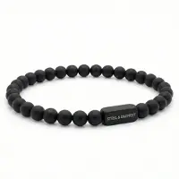 Steel & Barnett - Kralenarmband Heren - Natural Ned - Onyx - Maat M