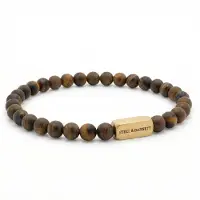 Steel & Barnett - Kralenarmband Heren - Natural Ned - Tijgeroog - Maat M