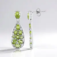 Cavill - Zilveren Oorbellen met 3,98 ct Peridoot - 925 Sterling Zilver Geplatineerd - Elegante Druppel & Ovaal Groene Edelsteen