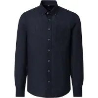 Casa Moda Overhemd zwart borstzak button-down collar wit omlijnde knopen