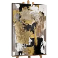 YS Canvas schilderij groot handgeschilderd gouden fragmenten abstract luxe – -Art Gallery – Luxe wanddecoratie voor woonkamer – Modern schilderij voor hal en kantoor