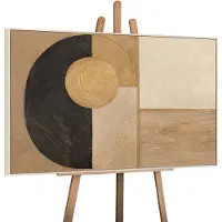 YS Canvas schilderij 120x80 cm handgeschilderd vorm en textuur – -Art Gallery – Lijst: Beige – Luxe wanddecoratie