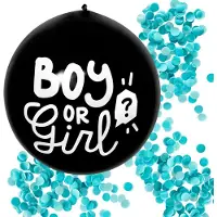 Boland - Latex confettiballon 'Boy or girl?' blauw - Blauw - Confetti ballon