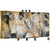 YS Canvas schilderij groot handgeschilderd gouden contrast abstract krachtig – -Art Gallery – Luxe wanddecoratie voor woonkamer – Modern schilderij voor slaapkamer en kantoor