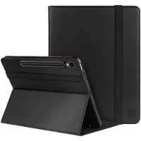 Rosso Element Book Case Hoes Geschikt voor Samsung Galaxy Tab S10 Lite / S10 FE / S9 FE / S9 | Volledige bescherming | Elastische band | Sleep/Wake functie | Penhouder | Verstelbare standaard | Zwart