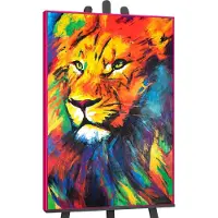 YS Canvas schilderij landschapsformaat handgeschilderd leeuwenkracht leeuw majestueus – -Art Gallery – Krachtige wanddecoratie voor woonkamer – Modern schilderij voor kantoor en hal