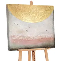YS Canvas schilderij vierkant handgeschilderd zonne-energie II zon abstract – -Art Gallery – Energieke wanddecoratie voor woonkamer – Modern schilderij voor kantoor en hal