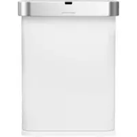 Simplehuman Prullenbak Rechthoekig Met Sensor Wit Staal 58L