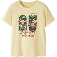 Name it KIDS T-shirt lichtgeel Jongens Stretchkatoen Ronde hals Printopdruk - maat 122/128
