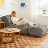MODFU - Modulaire Vloerstoel - 3-Zone Ondersteuning - Opvouwbaar Ontwerp - Voor Lezen Of Rusten - Stof - Lichtgrijs - 63 X 31 X 26 Inch