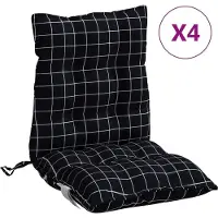 vidaXL Buitenkussen 4 st Zwart Ruitpatroon 100 x 50 x 7 cm