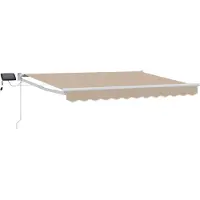 vidaXL Handbediende luifel met LED's Beige en Wit 3,5 x 2,5 m