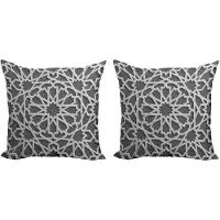 Abakuhaus – Marokkaanse Kussenhoezen Set 2x40x40 cm – Grijs – Dubbelzijdig