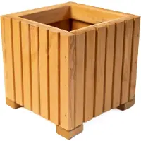 BOGATECO Houten bloembak | Plantenbak | Bloempot 25 x 25 x 25 cm | Kruidenpot | Bloempot met kunststof inzetstuk | Waterdicht | Lichtbruin