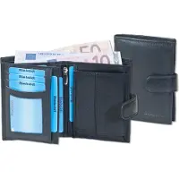 Rimbaldi Leren Billfold Portemonnee - Dames en Heren - Staand model - Nappa Leer - Zwart