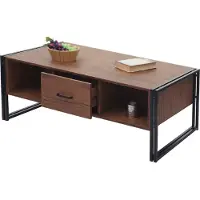 Mendler Salontafel -A27b, bijzettafel woonkamertafel, 3D structuur, 45x110x60cm MVG-gecertificeerd, metaal ~ wild eiken look