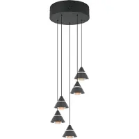 TRIO Hanglamp Romeo, zwart, Woon-/ Eetkamer, metaal, Modern