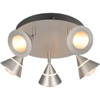 TRIO LED plafondspot Romeo, Ø 30 cm, nikkelkleurig, 5-lamps. Romeo, alu / grijs / zink, Woon-/ Eetkamer, metaal, Modern, LED plafondlamp