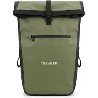Traveler Leros Olive - waterdichte tarpaulin enkele fietstas - olijf - 31 liter