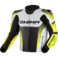 SHIMA STR 2.0 Zwart Wit Geel Leren Motorjas Maat 46