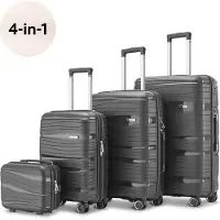Sc Travelin' Charm 4-delige Trolleyset – Handbagage & Check-in Koffers – 32L/60L/98L – Cijferslot – 360° Geruisloze Wielen – Lichtgewicht & Stevig – Modern Design - Antraciet
