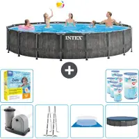 Intex Ronde Prism Frame Zwembad – 549 x 122 cm – inclusief pomp, ladder, bodemzeil, afdekking, onderhoudspakket en filter