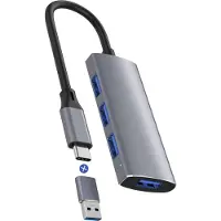 ROLIO USB 3.0 Hub - 4x USB-A - USB Splitter - 4 poorten Inclusief USB C Converter - Geschikt voor Macbook Pro / Air / Windows / Universeel