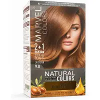 Marvel Natural Colors 9.0 Donker Blond Permanente Crème Haarverf 2+1 Set – Met Arganolie en Olijfolie Extract, Intense Glans, 100% Grijsdekking
