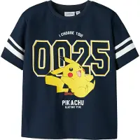 Name It Mini Shirt 'NMMMic Pokemon' navy / geel / zwart / wit
