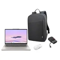 Lenovo Chromebook Plus 14M9610 MTU910 16G 256G + 15.6 laptop rugzak B210 zwart + 65 W compacte netvoedingsadapter USB Type-C + 700 Multi-Device Wireless Silent Mouse Seashell MediaTek Kompanio Ultra