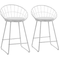 Happy Garden Set van 2 barkrukken 65cm in wit metaal en wit kussen ALEX