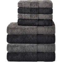 Komfortec Handdoekenset – Set van 8 - 4x Handdoek 50x100 cm en 4x Badhanddoek 70x140 cm - 100% Katoen - Antraciet/Zwart