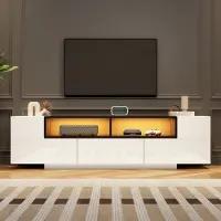 MODFU - Tv-Meubel - Led-Verlichting En Lade - Modern - Woonkamer - Spaanplaat - Wit - 180 X 40 X 48 Cm