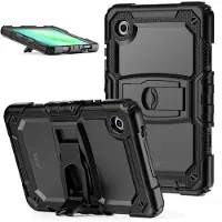 Ntech Tablet Hoes Geschikt voor Samsung Galaxy Tab A11 hoes Zwart - Rugged Shockproof Backcover met kickstand