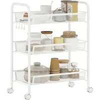 HOMCOM Utility Cart - Staal - 45x26,5x63cm - Wit