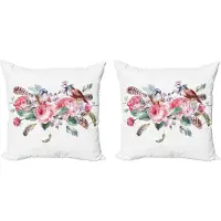 Abakuhaus Decoratieve kussenhoes – 2-delige set – Vintage rozen – 45x45 cm – Reseda groen / koraalrood